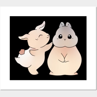 Happy Sad Bunny | Sean and Claude Rabbit | Bunniesmee Posters and Art